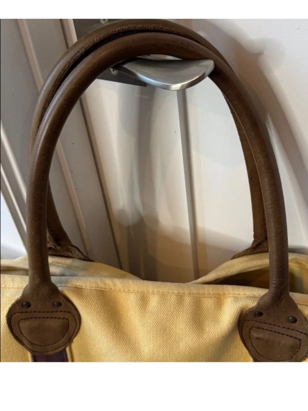 Restoration Hardware Large Canvas Leather Handle Tote Bag - Picture 3 of 4